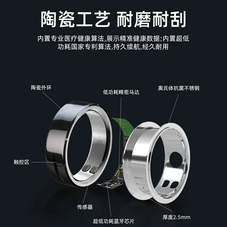 Cross-border smart ring, heart rate, blood oxygen, sleep, HRV, sports, photo, video, emotion management, new SOS ring