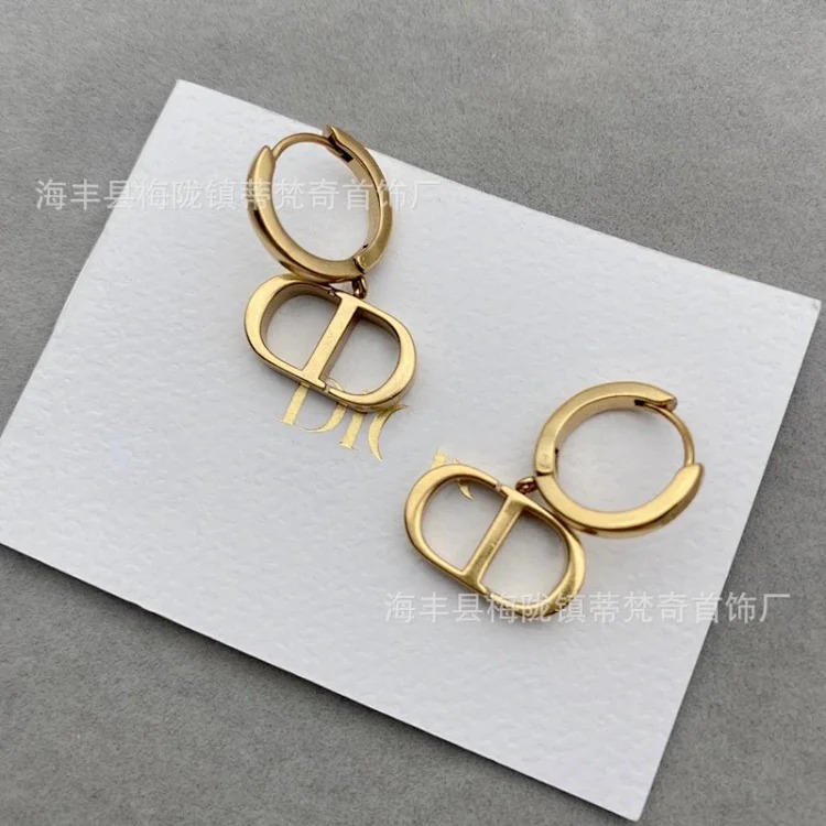 Dijia/Djia CD letter earrings pig nose 925 silver needle female European and American retro sweet material earrings earrings