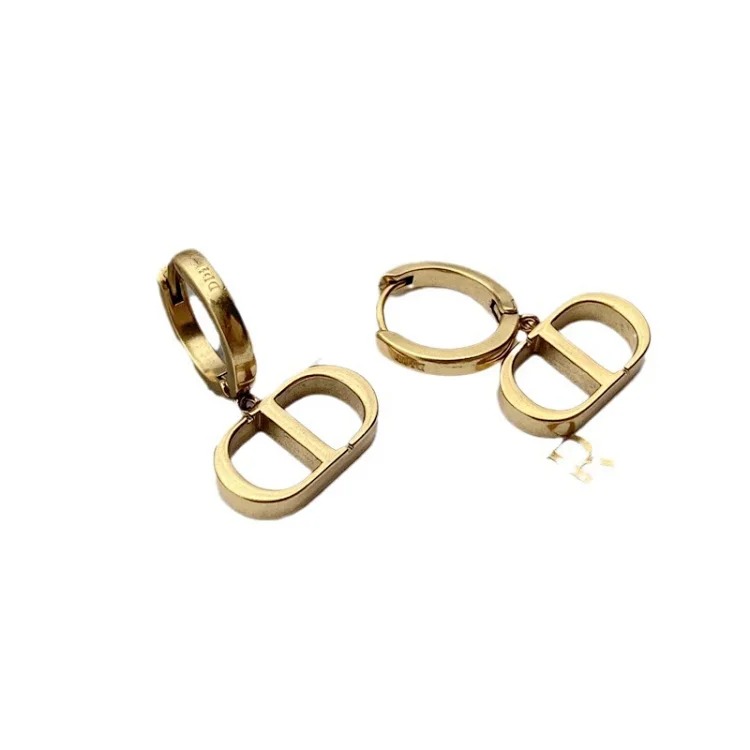 Dijia/Djia CD letter earrings pig nose 925 silver needle female European and American retro sweet material earrings earrings