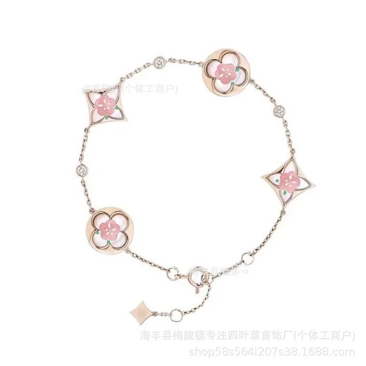 V gold cross-border hot selling four-leaf clover 18K gold non-fading bracelet light luxury high-end jewelry necklace wholesale manufacturer