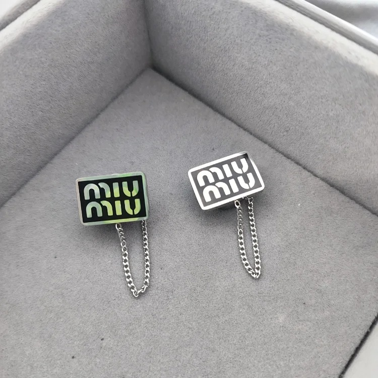 Miss Cold Style Miao Chain Drop Square Brand Earrings Light Luxury Street Polished Glue Cute Tassel Enamel Color Earrings
