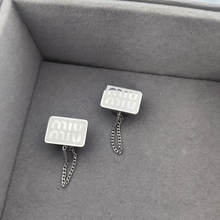 Miss Cold Style Miao Chain Drop Square Brand Earrings Light Luxury Street Polished Glue Cute Tassel Enamel Color Earrings