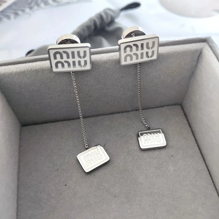 Miss Cold Style Miao Chain Drop Square Brand Earrings Light Luxury Street Polished Glue Cute Tassel Enamel Color Earrings