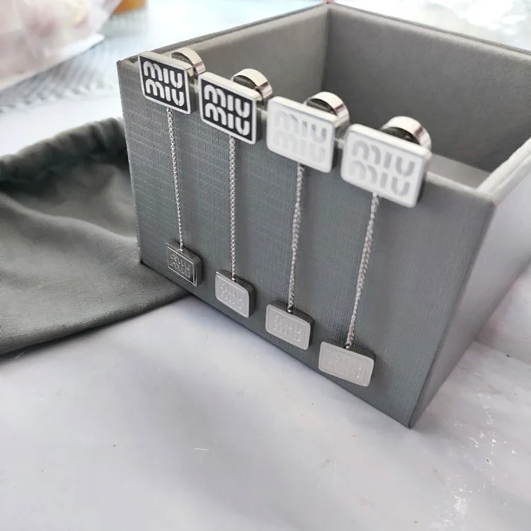 Miss Cold Style Miao Chain Drop Square Brand Earrings Light Luxury Street Polished Glue Cute Tassel Enamel Color Earrings