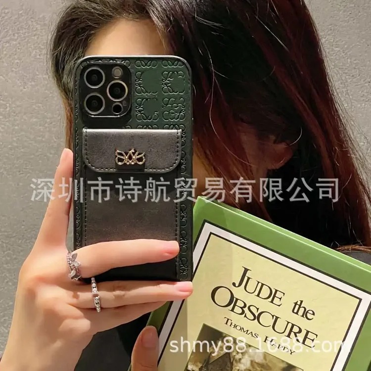 Suitable for 16promax Apple mobile phone case coin card holder solid color simple all-inclusive anti-fall protective cover new style image 2