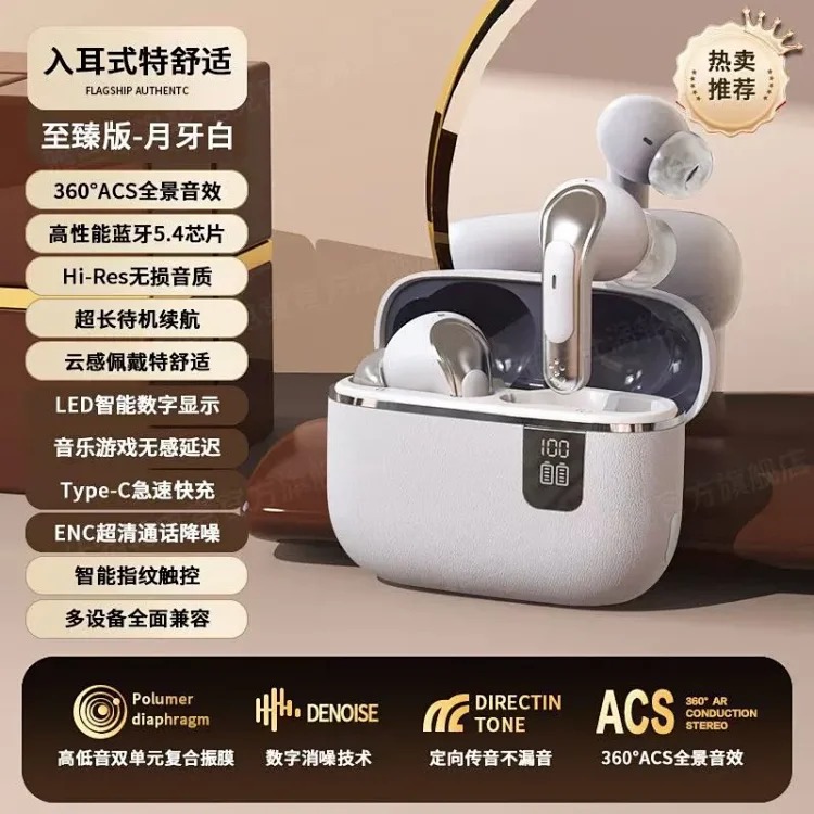 Cross-border Y1107 new wireless Bluetooth headset leather pattern style in-ear long battery life S32 Bluetooth headset factory