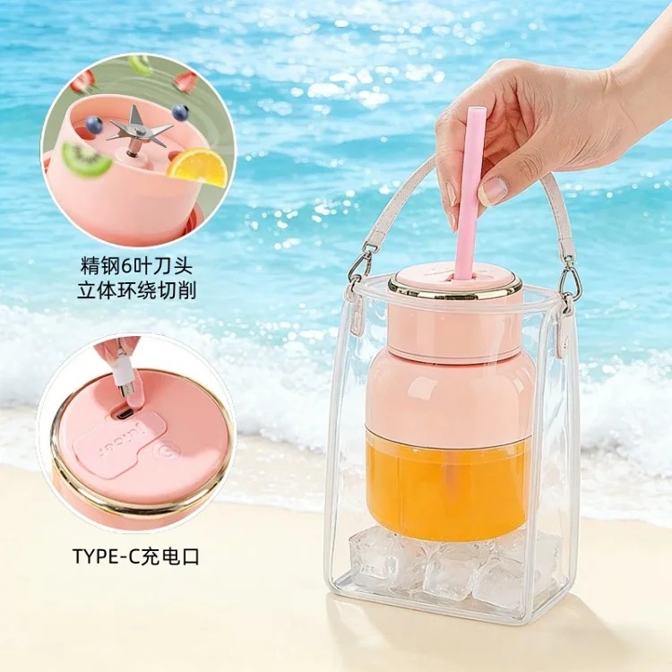 Large-capacity juicer cup electric portable charging 304 stainless steel 6-blade blade juicer wireless juicer water cup image 6