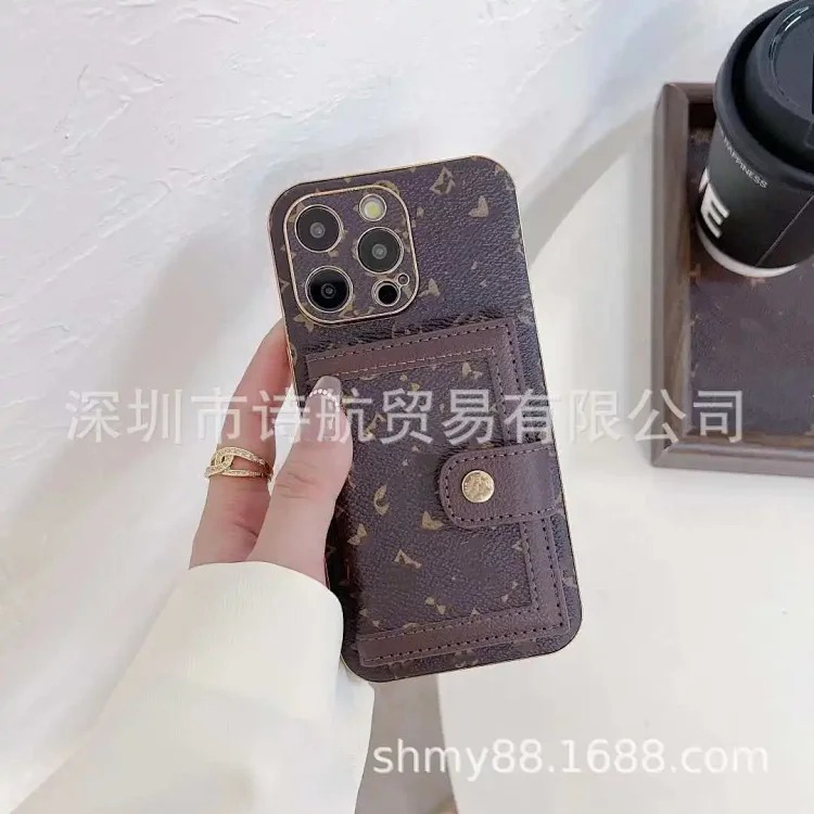 iphone17ROMAX mobile phone case multi-function plug-in card Apple 16pro protective cover leather light luxury anti-fall