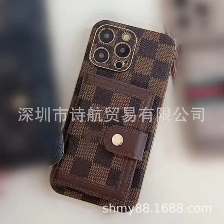 iphone17ROMAX mobile phone case multi-function plug-in card Apple 16pro protective cover leather light luxury anti-fall