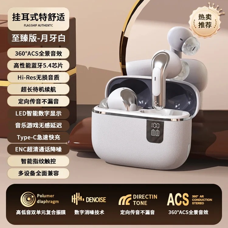 Cross-border foreign trade new Bluetooth headset wireless noise reduction sports semi-in-ear leather textured super long battery life headset