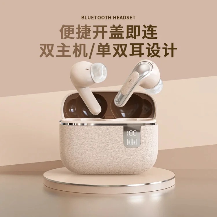 Cross-border foreign trade new Bluetooth headset wireless noise reduction sports semi-in-ear leather textured super long battery life headset