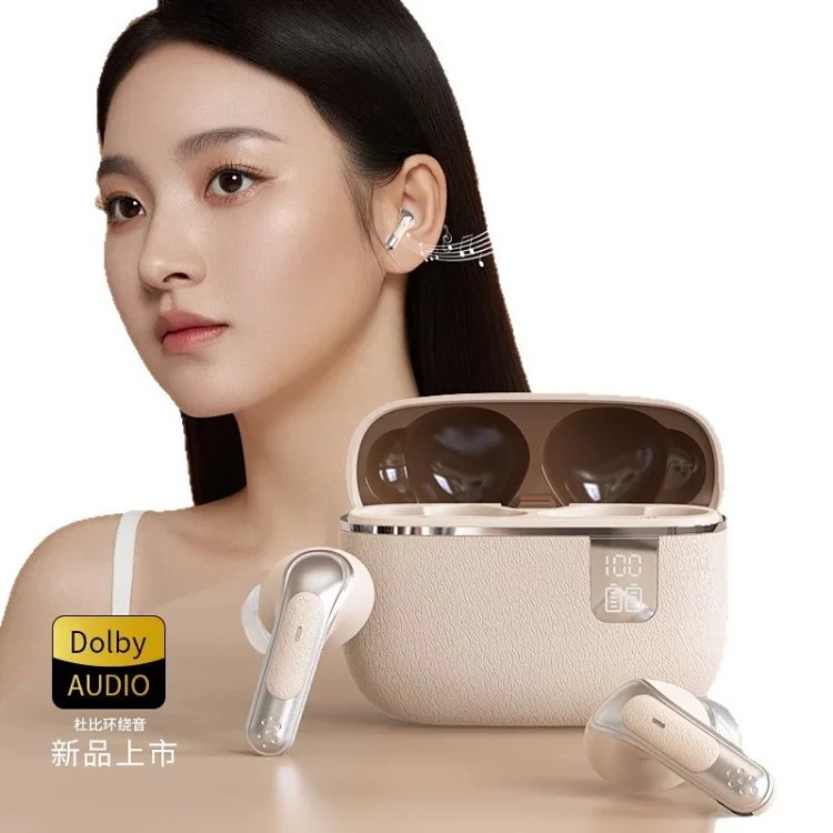 Cross-border foreign trade new Bluetooth headset wireless noise reduction sports semi-in-ear leather textured super long battery life headset