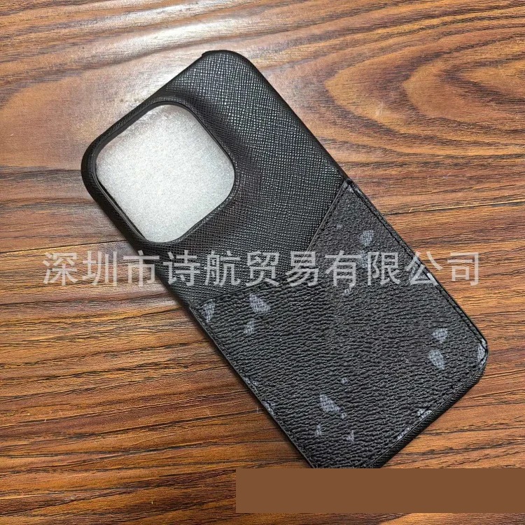 Louis Vuitton Light luxury presbyopia suitable for Apple 17promax mobile phone case 15 luxury leather 16promax anti-fall plug-in card 13