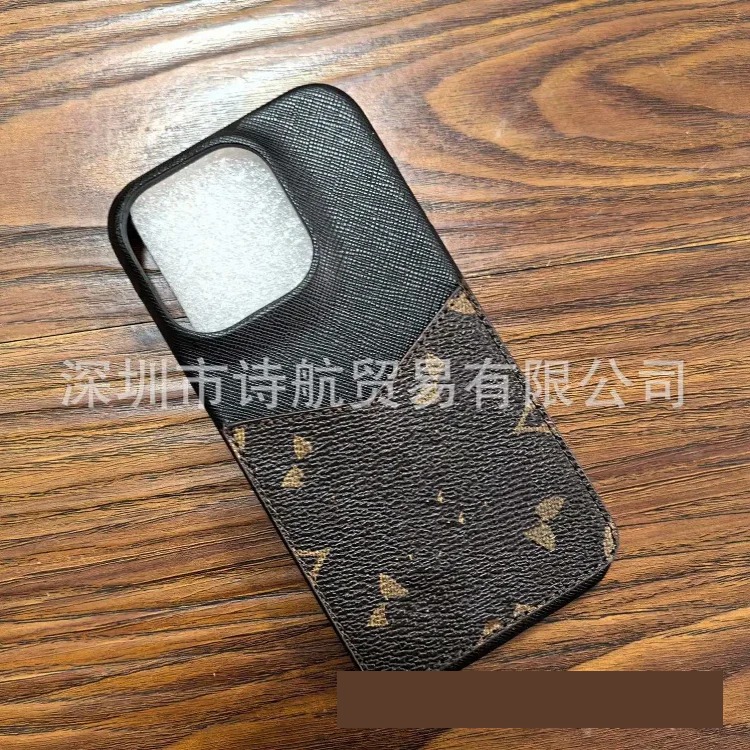 Louis Vuitton Light luxury presbyopia suitable for Apple 17promax mobile phone case 15 luxury leather 16promax anti-fall plug-in card 13