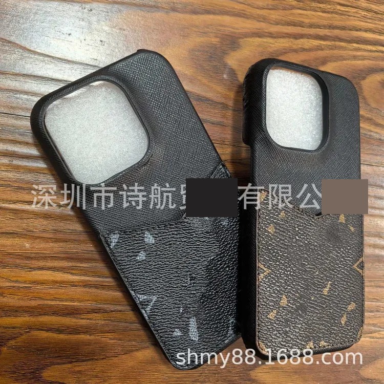Louis Vuitton Light luxury presbyopia suitable for Apple 17promax mobile phone case 15 luxury leather 16promax anti-fall plug-in card 13