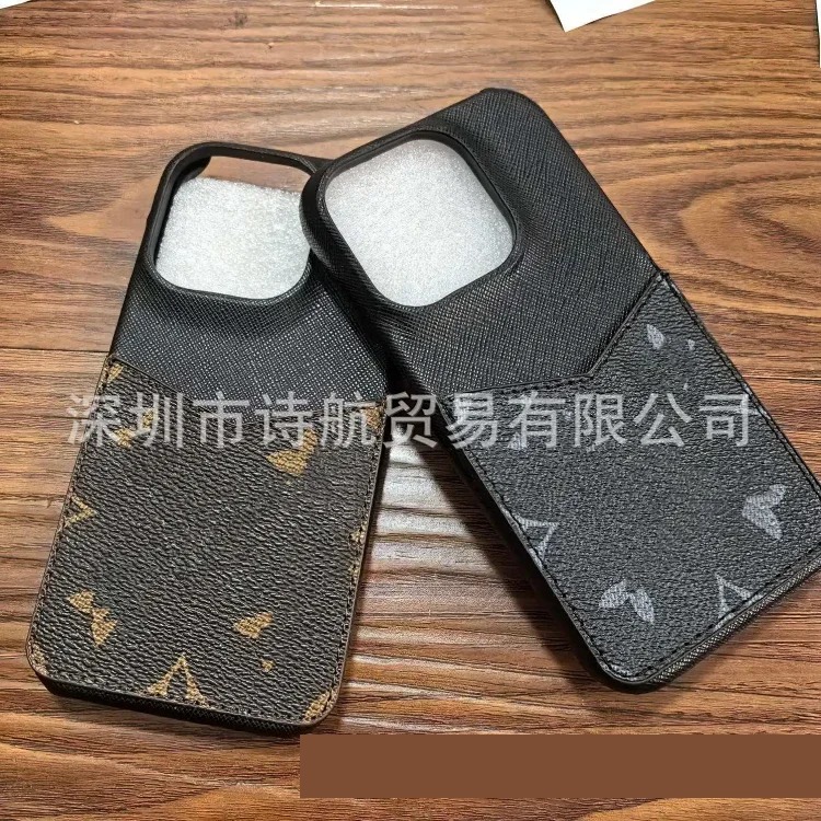 Louis Vuitton Light luxury presbyopia suitable for Apple 17promax mobile phone case 15 luxury leather 16promax anti-fall plug-in card 13