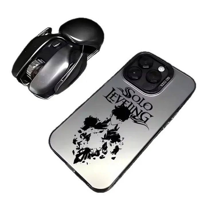Cross-border popular mobile phone case suitable for 16promax Apple 15 animation 14 protective cover 13 hard 12pro color silver IMD