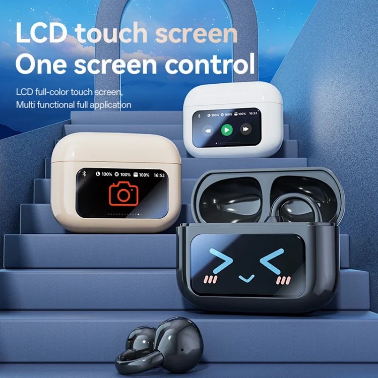 Cross-border popular high-quality color screen clip-on earphones touch smart Bluetooth earphones true wireless sports source factory