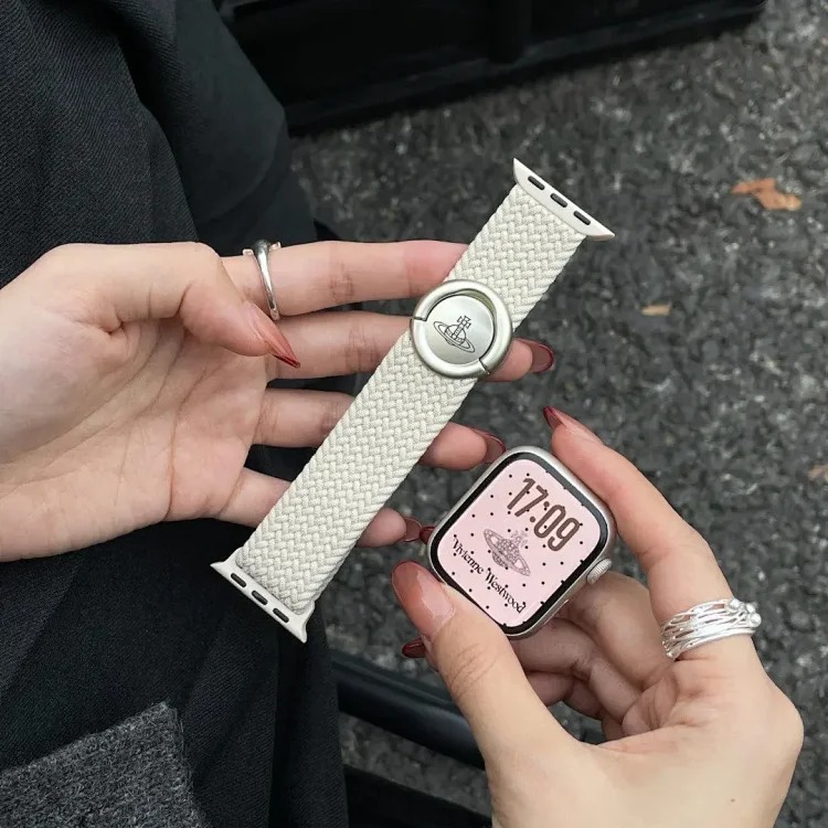 Suitable for Applewatches 11/10/9/8 watch strap Saturn magnetic circle braided nylon female high-end se
