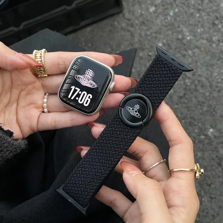 Suitable for Applewatches 11/10/9/8 watch strap Saturn magnetic circle braided nylon female high-end se