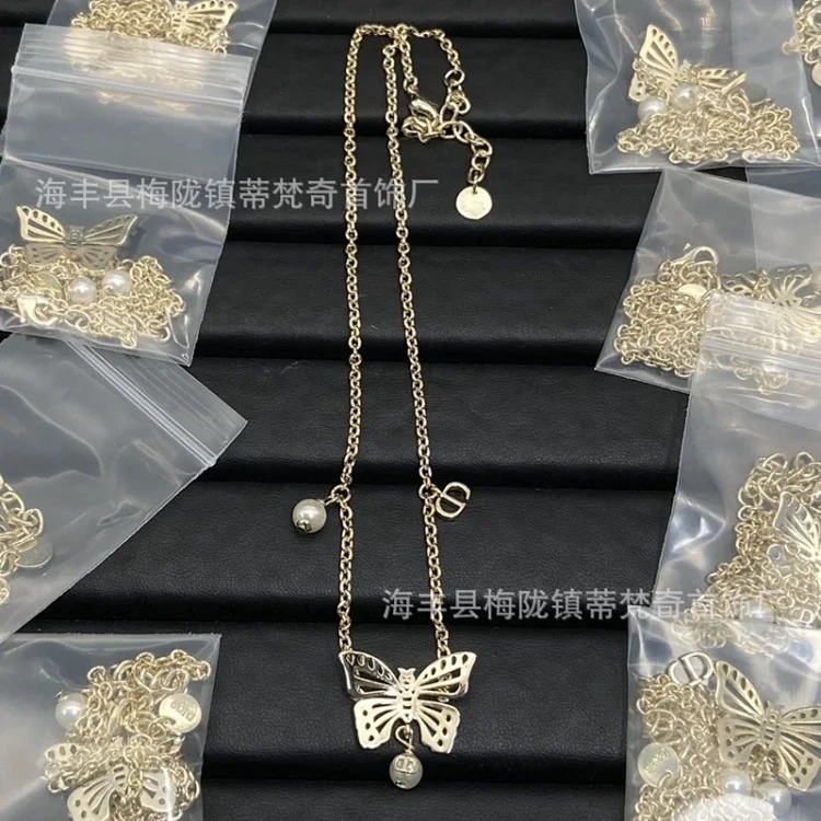 Djia/Dijia gilt butterfly necklace CD necklace star pendant pearl women's clavicle chain temperament manufacturer wholesale