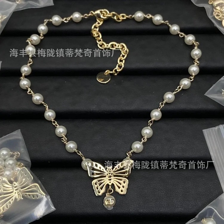 Djia/Dijia gilt butterfly necklace CD necklace star pendant pearl women's clavicle chain temperament manufacturer wholesale