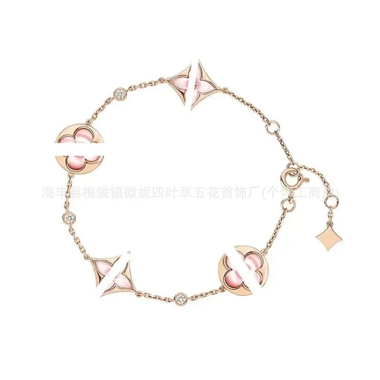Louis Vuitton 2025 new CNC high four-leaf clover four-flower five-flower bracelet for women electroplated 18k presbyopia necklace live broadcast