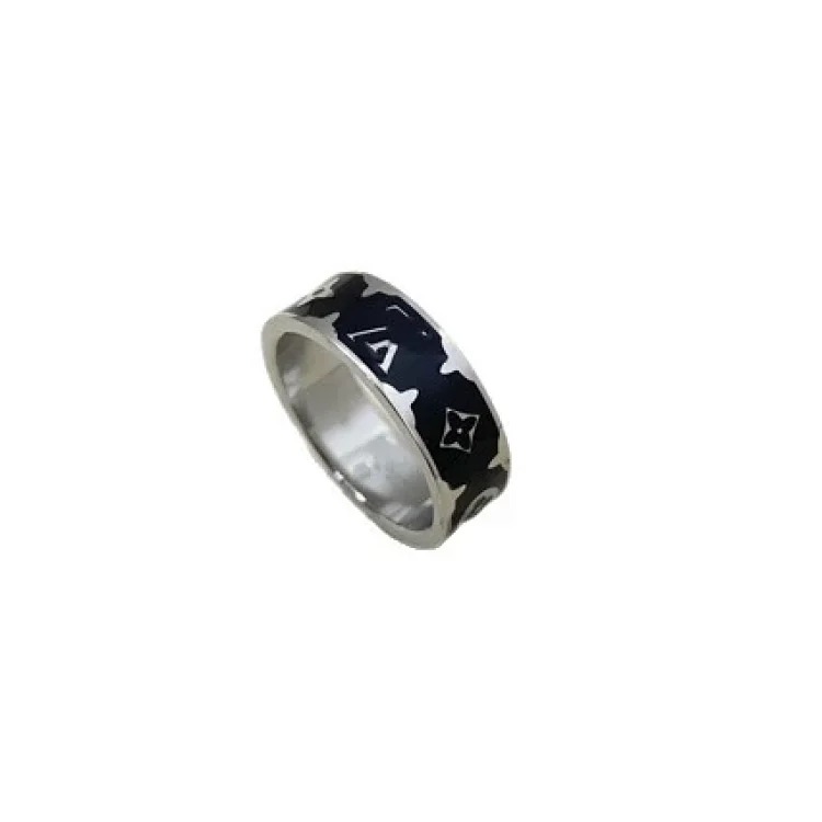 New letter pattern enamel ring, simple, fashionable and niche design, versatile titanium steel ring pair
