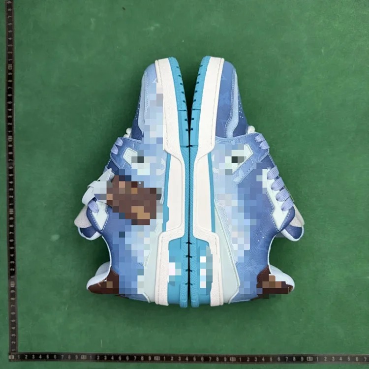 (Customized models ship in 3-7 days) Cow leather printed canvas round toe lace-up low top TT 3