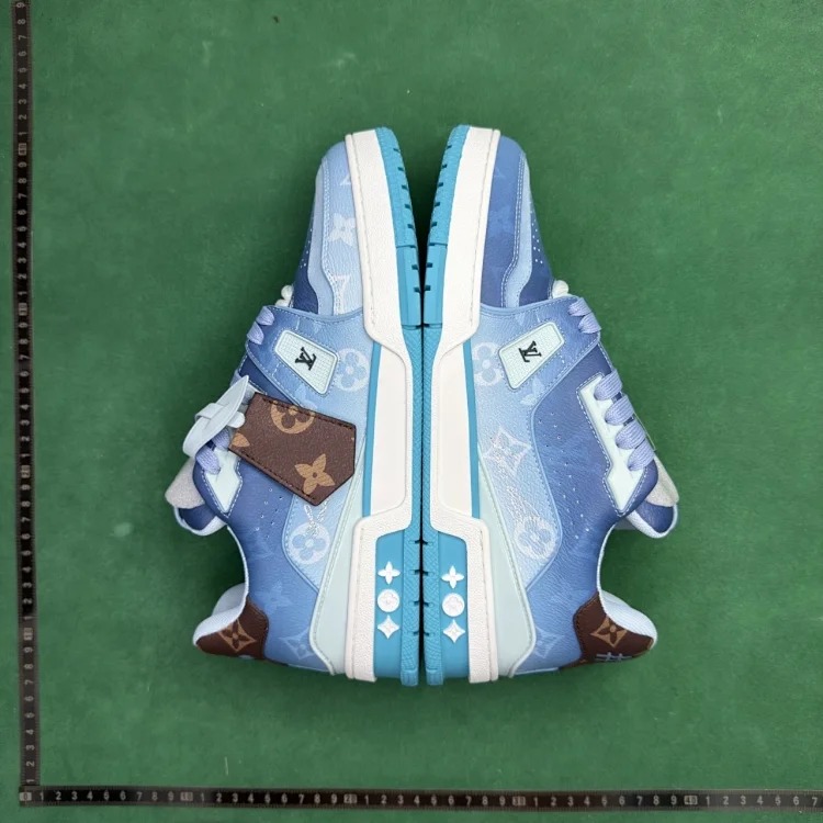 (Customized models ship in 3-7 days) Cow leather printed canvas round toe lace-up low top TT 3