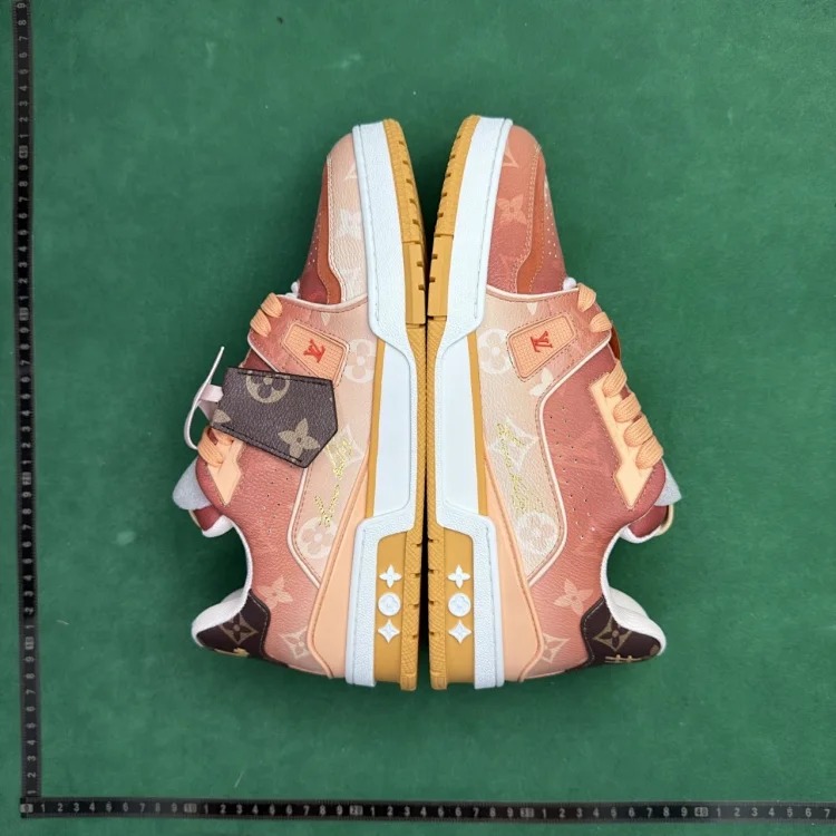 (Customized models ship in 3-7 days) Cow leather printed canvas round toe lace-up low top TT 3