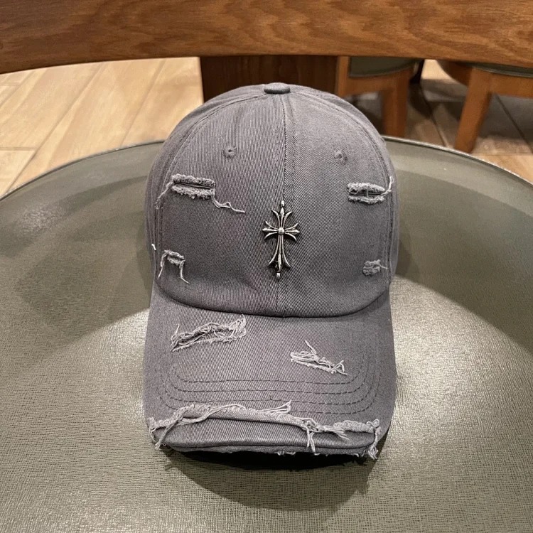 KLX09 25 new summer style ripped embroidered soft top peaked cap
