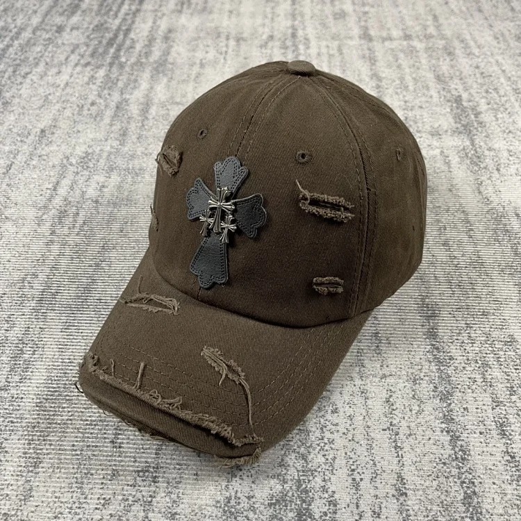 KLX09 25 new summer style ripped embroidered soft top peaked cap