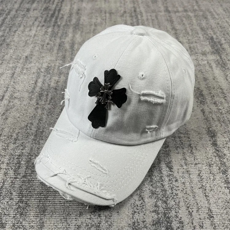 KLX09 25 new summer style ripped embroidered soft top peaked cap