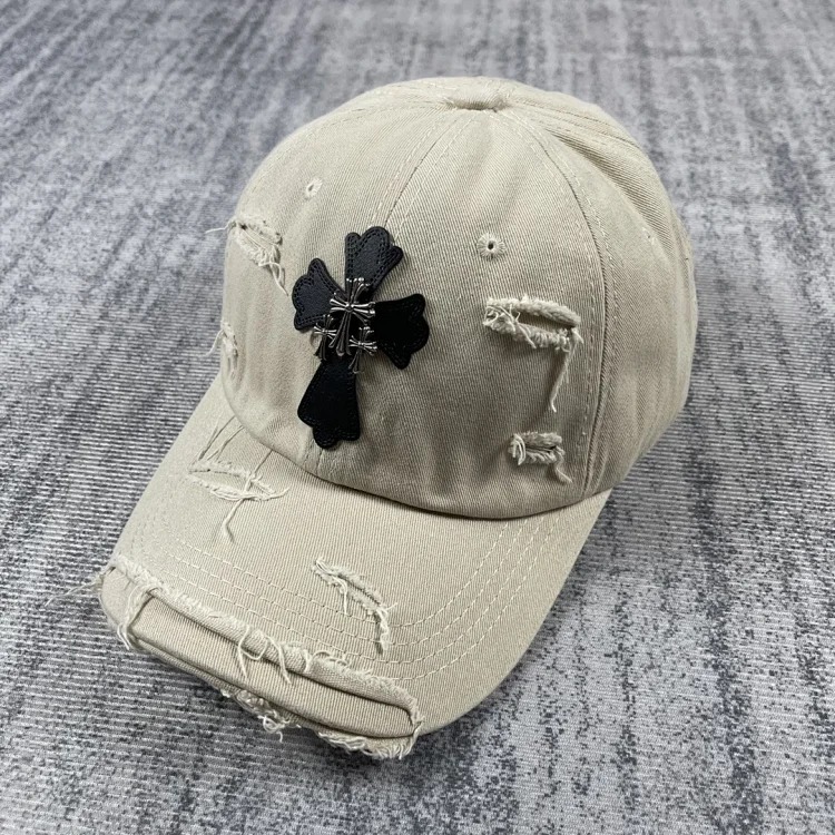 KLX09 25 new summer style ripped embroidered soft top peaked cap