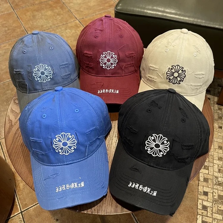 KLX09 25 new summer style ripped embroidered soft top peaked cap
