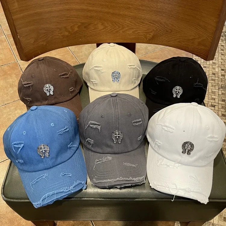 KLX09 25 new summer style ripped embroidered soft top peaked cap
