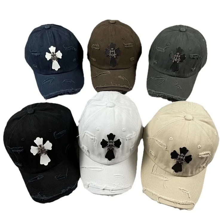 KLX09 25 new summer style ripped embroidered soft top peaked cap