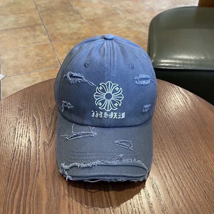KLX09 25 new summer style ripped embroidered soft top peaked cap