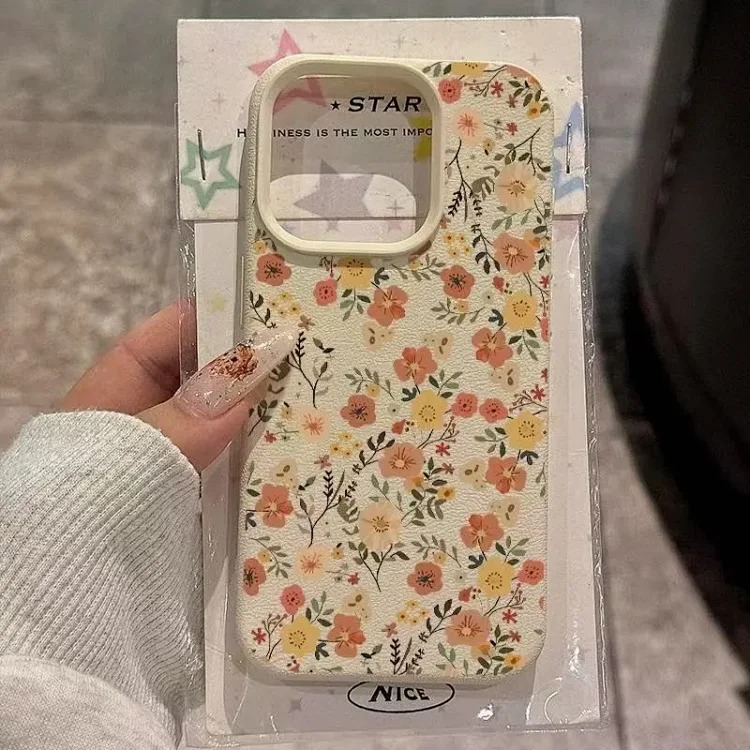 Cross-border popular leaf floral suitable for Apple IPhone13pro/17/15promax mobile phone case leather