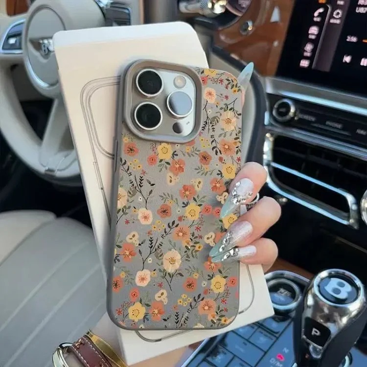 Cross-border popular leaf floral suitable for Apple IPhone13pro/17/15promax mobile phone case leather