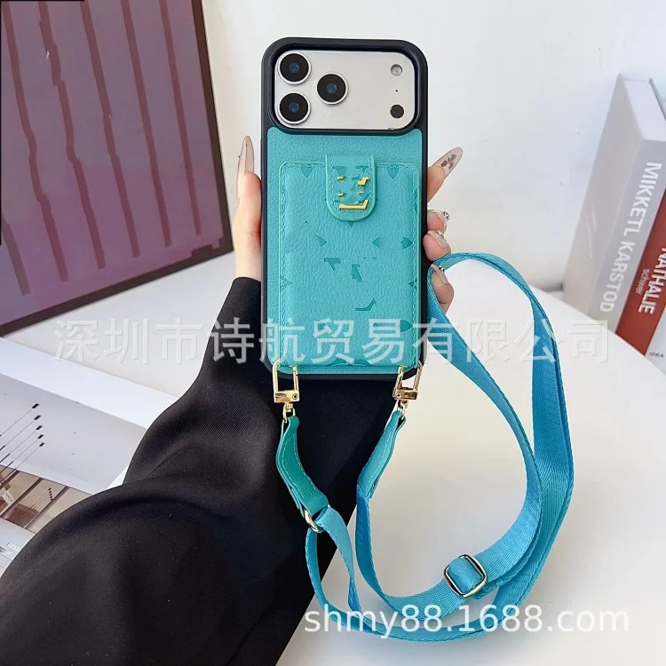 Apple High-end simple trendy brand lanyard mobile phone case suitable for ihone17promax cross-border exclusive i Phone 16 protective case