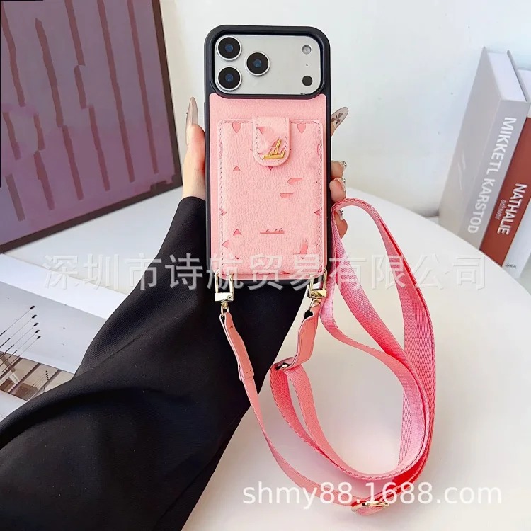 Apple High-end simple trendy brand lanyard mobile phone case suitable for ihone17promax cross-border exclusive i Phone 16 protective case