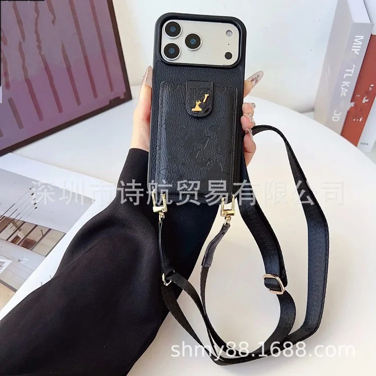 Apple High-end simple trendy brand lanyard mobile phone case suitable for ihone17promax cross-border exclusive i Phone 16 protective case