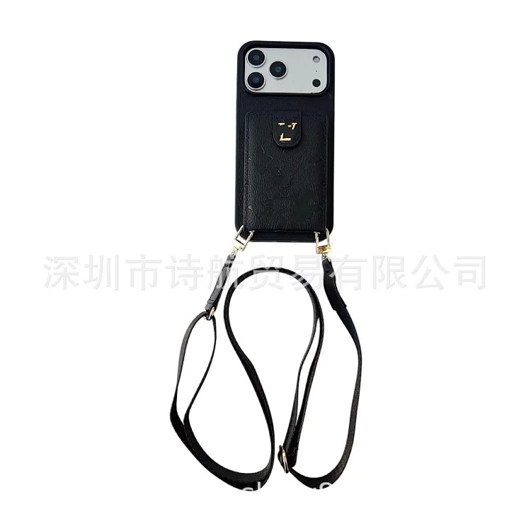 Apple High-end simple trendy brand lanyard mobile phone case suitable for ihone17promax cross-border exclusive i Phone 16 protective case