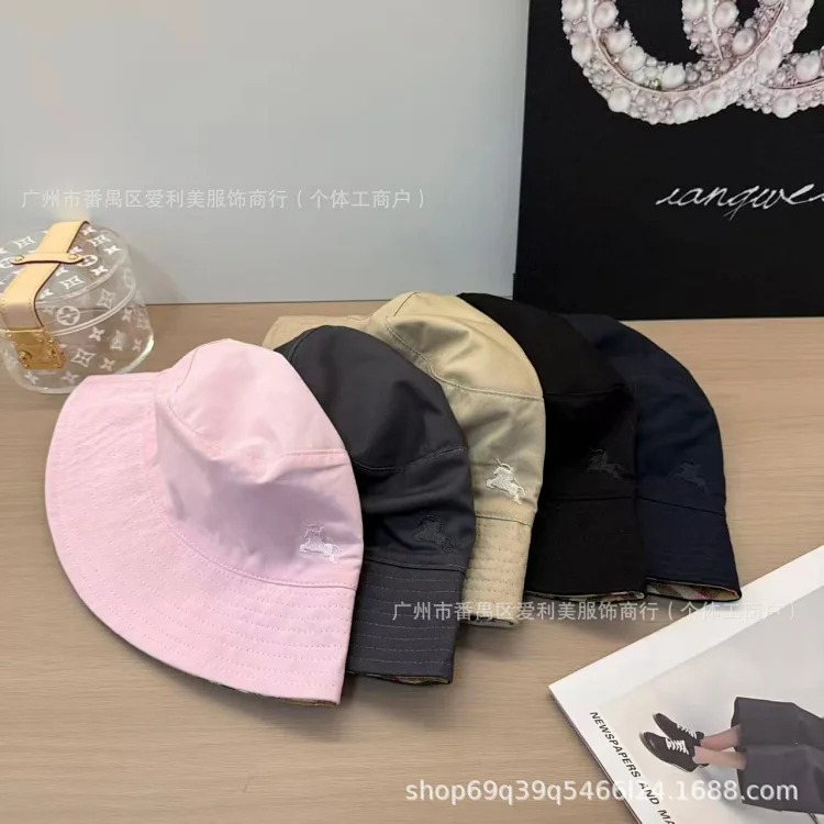 New double-sided fisherman hat embroidered adult fisherman hat double-sided wearable solid color flat top windproof camping fisherman hat