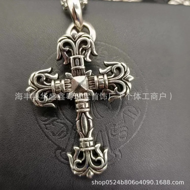 Crow European and American retro sword angel brand hip-hop sword cross pendant jewelry for men and women same style copper wholesale