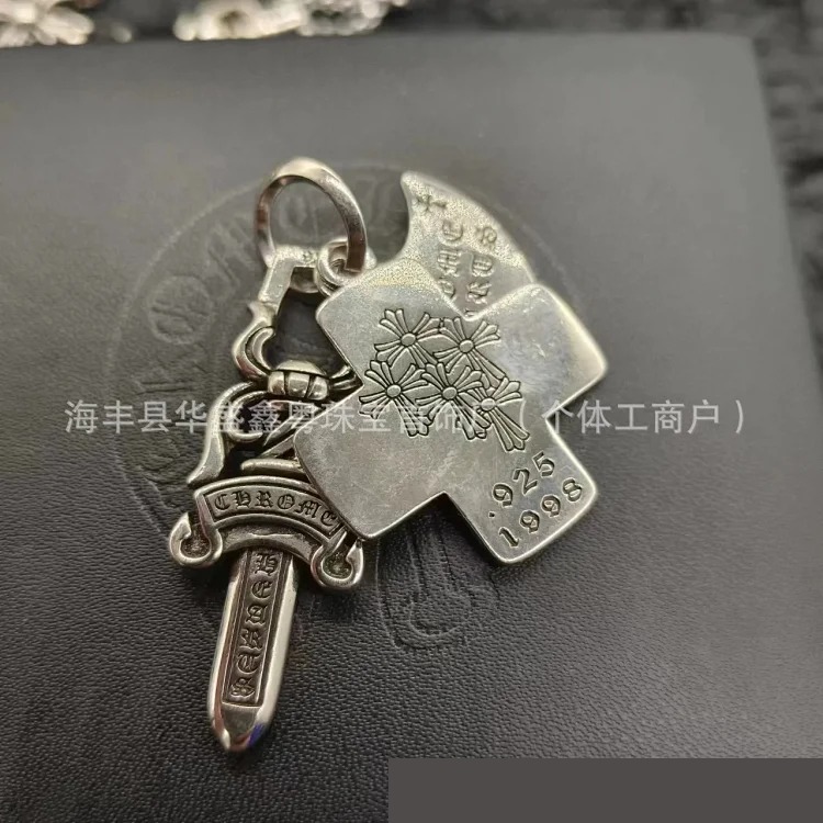 Crow European and American retro sword angel brand hip-hop sword cross pendant jewelry for men and women same style copper wholesale