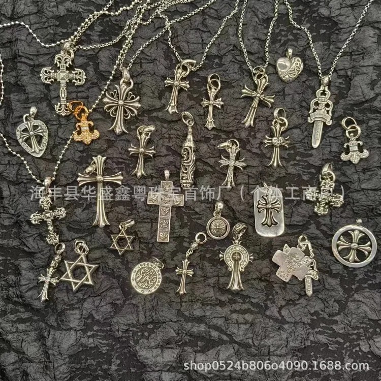 Crow European and American retro sword angel brand hip-hop sword cross pendant jewelry for men and women same style copper wholesale