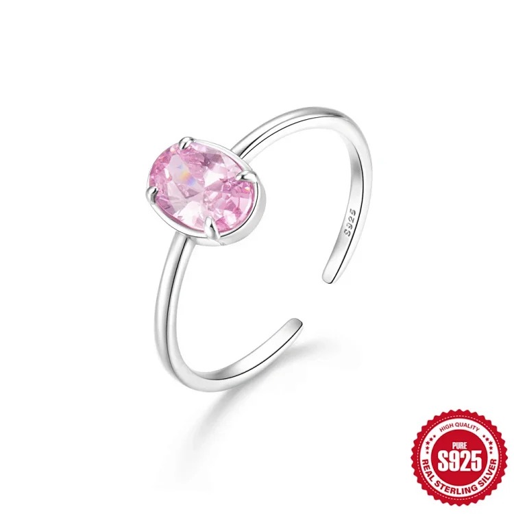 New product S925 sterling silver ring Japanese and Korean light luxury niche design geometric zircon ring fashionable open index finger ring